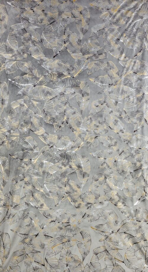 ZKNP-03c.jpg Velours gordijn met motief van glanzende bladeren ZKNP-03