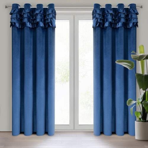 Velours gordijn met ruches ZKNS-01
