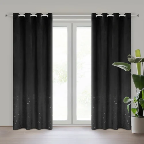 Velours gordijn versierd met glanzende diamanten ZKOG-02