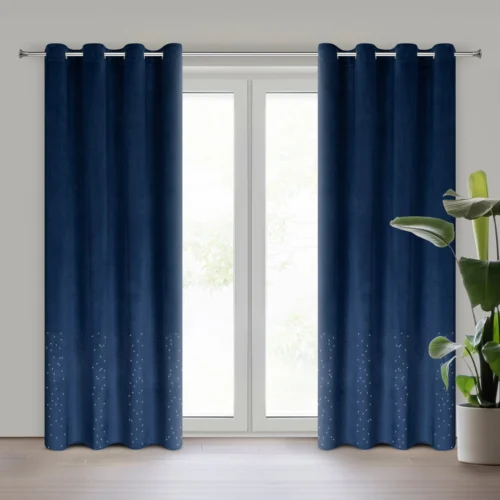 Velours gordijn versierd met glanzende diamanten ZKOG-04