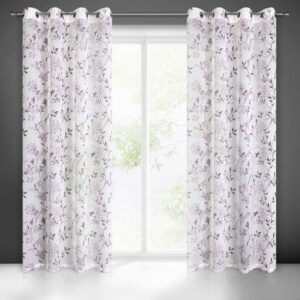 Gordijn in-between van etamine met plantenprint ZKPH-01