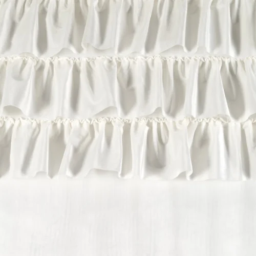 Velours Ringgordijn met Ruches - Wit