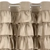 Velours Ringgordijn met Ruches - Beige