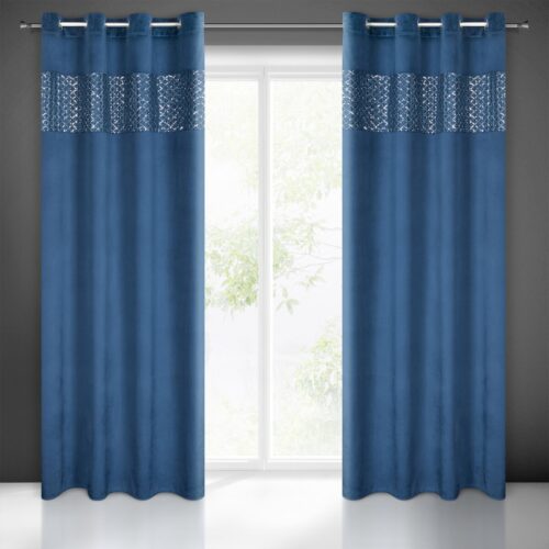 Velours gordijn versierd met borduursels en pailletten ZKZQ-04