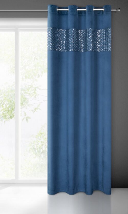 Velours gordijn versierd met borduursels en pailletten ZKZQ-04