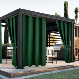 Waterdicht Buitengordijn met Ringen - Donkergroen (200cm hoog)