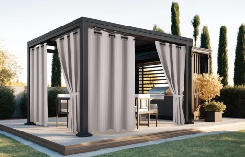 Waterdicht Buitengordijn met Ringen - Beige (200cm hoog)