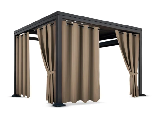 Waterdicht Buitengordijn met Ringen - Taupe (200cm hoog)