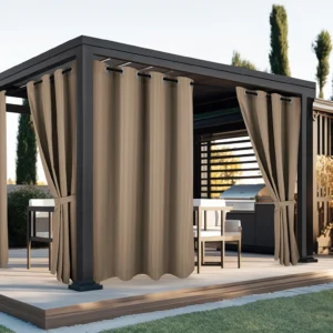 Waterdicht Buitengordijn met Ringen - Taupe (200cm hoog)