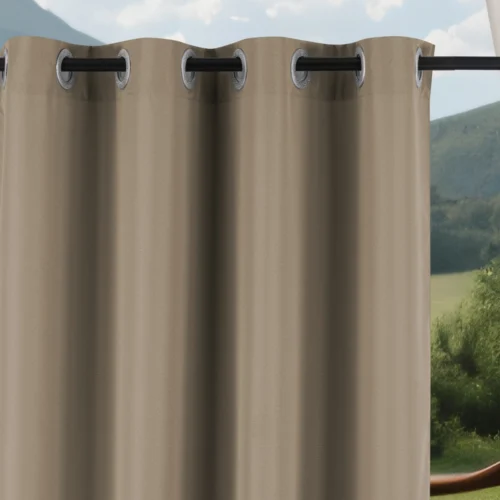 Waterdicht Buitengordijn met Ringen - Taupe (200cm hoog)