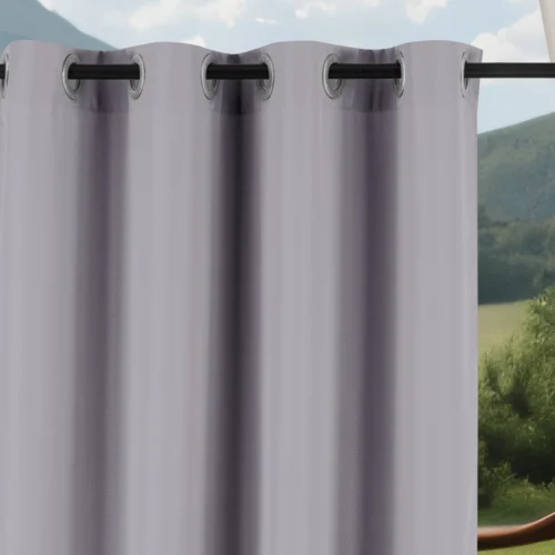 Waterdicht Buitengordijn met Ringen - Grijs (200cm hoog)