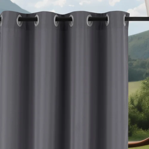 Waterdicht Buitengordijn met Ringen - Donkergrijs (200cm hoog)