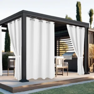 Waterdicht Buitengordijn met Ringen - Wit (200cm hoog)