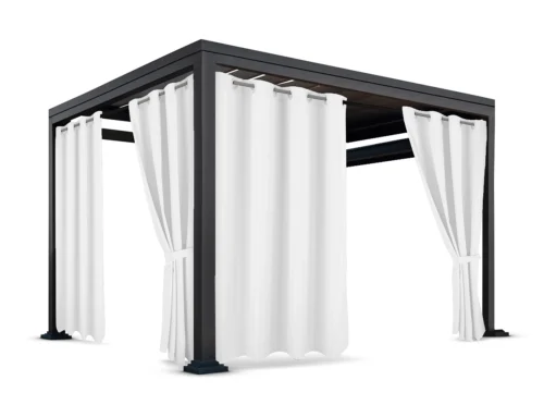 Waterdicht Buitengordijn met Ringen - Wit (200cm hoog)