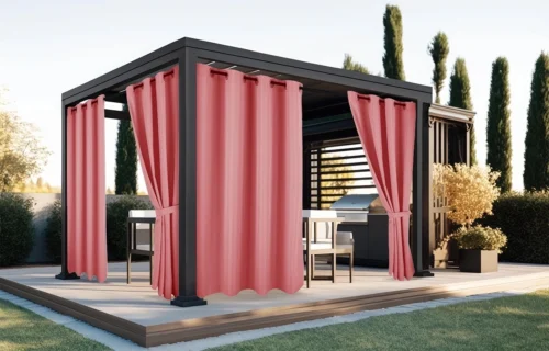 Waterdicht Buitengordijn met Ringen - Koraal (200cm hoog)