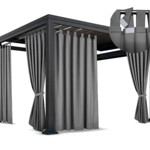Waterdicht Tuingordijn met Afneembare Lussen - Grijs (190cm hoog)