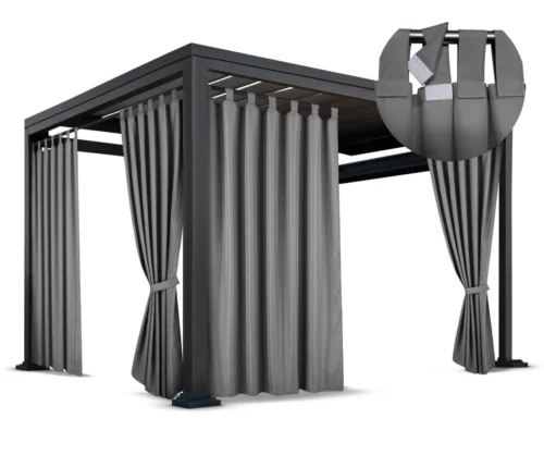 Waterdicht Tuingordijn met Afneembare Lussen - Grijs (190cm hoog)