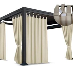 Waterdicht Tuingordijn met Afneembare Lussen - Beige (190cm hoog)