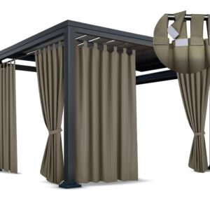 Waterdicht Tuingordijn met Afneembare Lussen - Khaki (190cm hoog)