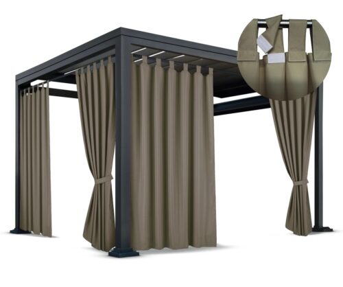 Waterdicht Tuingordijn met Afneembare Lussen - Khaki (190cm hoog)