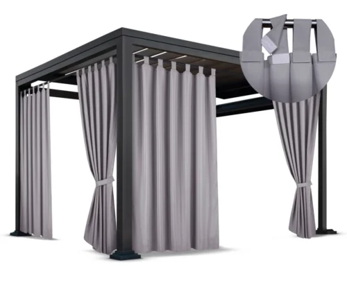 Waterdicht Tuingordijn met Afneembare Lussen - Lichtgrijs (190cm hoog)