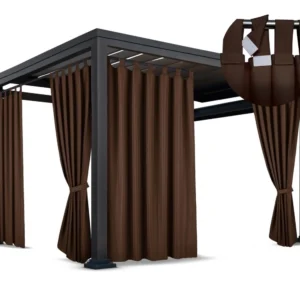 Waterdicht Tuingordijn met Afneembare Lussen - Bruin (190cm hoog)