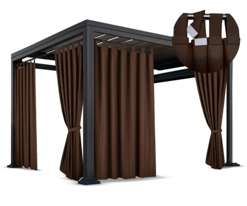 Waterdicht Tuingordijn met Afneembare Lussen - Bruin (190cm hoog)