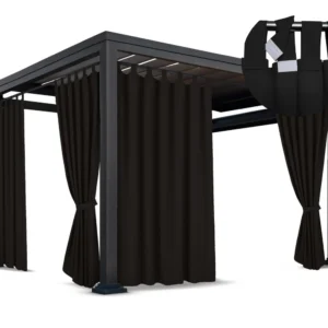 Waterdicht Tuingordijn met Afneembare Lussen - Zwart (190cm hoog)