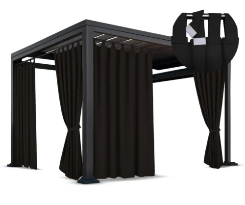 Waterdicht Tuingordijn met Afneembare Lussen - Zwart (190cm hoog)