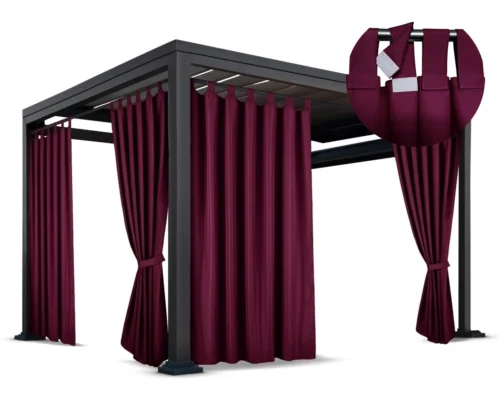 Waterdicht Tuingordijn met Afneembare Lussen - Bordeaux (190cm hoog)