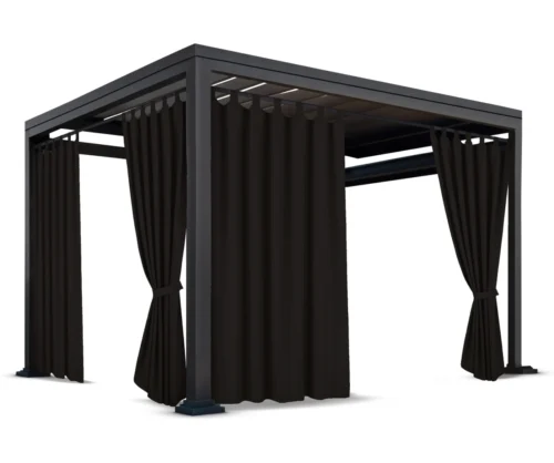 Waterdicht Tuingordijn met Lussen – Zwart (190cm hoog)