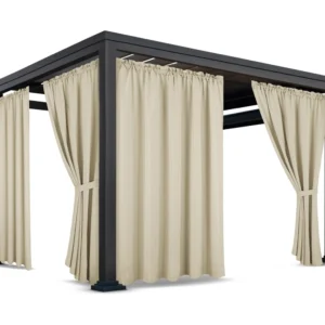 Waterdicht Tuingordijn met Plooien - Beige (200cm hoog)