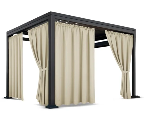 ZMOT-03.webp Waterdicht Tuingordijn met Plooien - Beige (200cm hoog)