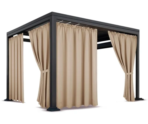 ZMOT-07.webp Waterdicht Tuingordijn met Plooien - Camel (200cm hoog)