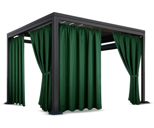 ZMOT-08.webp Waterdicht Tuingordijn met Plooien - Donkergroen (200cm hoog)