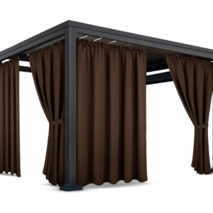 Waterdicht Tuingordijn met Plooien - Bruin (200cm hoog)