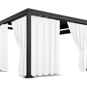 Waterdicht Tuingordijn met Plooien - Wit (200cm hoog)