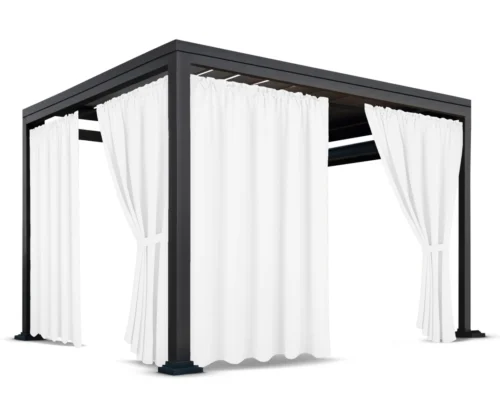 Waterdicht Tuingordijn met Plooien - Wit (200cm hoog)