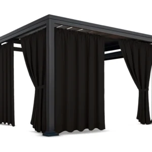 Waterdicht Tuingordijn met Plooien - Zwart (200cm hoog)