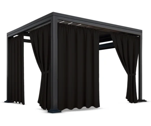 Waterdicht Tuingordijn met Plooien - Zwart (200cm hoog)