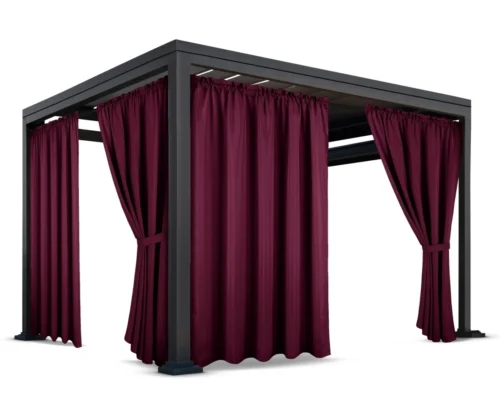 ZMOT-12.webp Waterdicht Tuingordijn met Plooien - Bordeaux (200cm hoog)