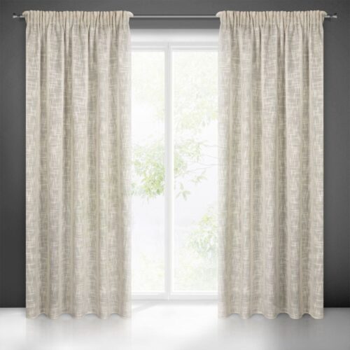 Beige Linnenlook Plooigordijn met Structuur
