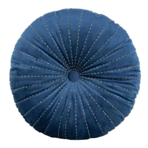 Velours kussen rond genaaid met gouddraad POEC-01